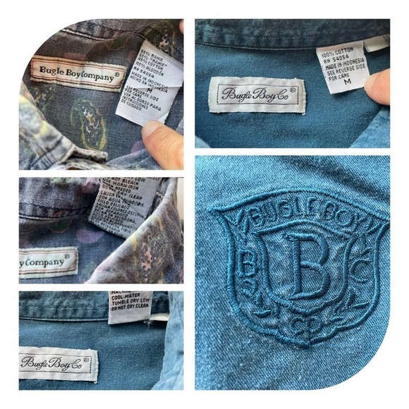 Vintage Bugle Boy Shirts Blue Paisley Size Medium Bundle Set Preppy Frat office - Picture 5 of 7
